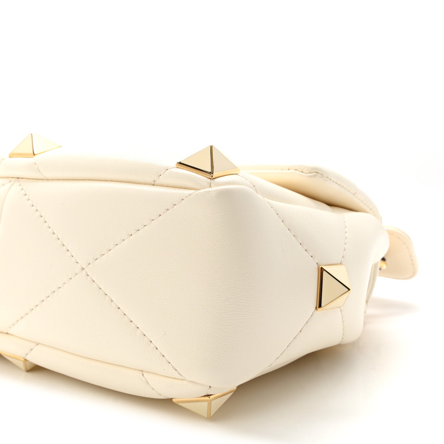 Valentino Garavani Nappa Enamel Medium Roman Stud Shoulder Bag Ivory 9 of 9