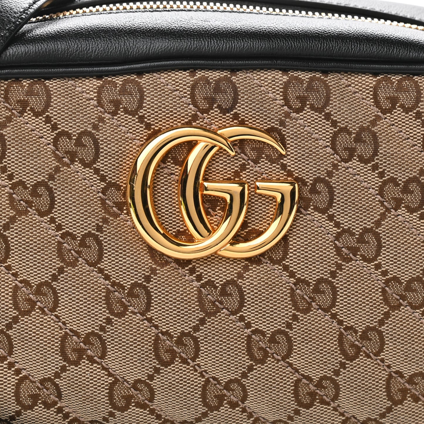 Monogram Matelasse Diagonal Small GG Marmont Chain Shoulder Bag Beige Black