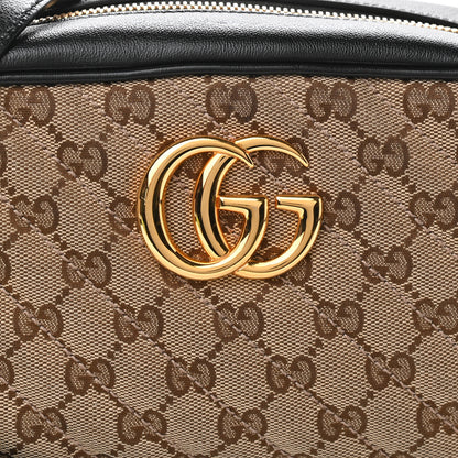 Gucci Monogram Matelasse Diagonal Small GG Marmont Chain Shoulder Bag Beige Black 7 of 9