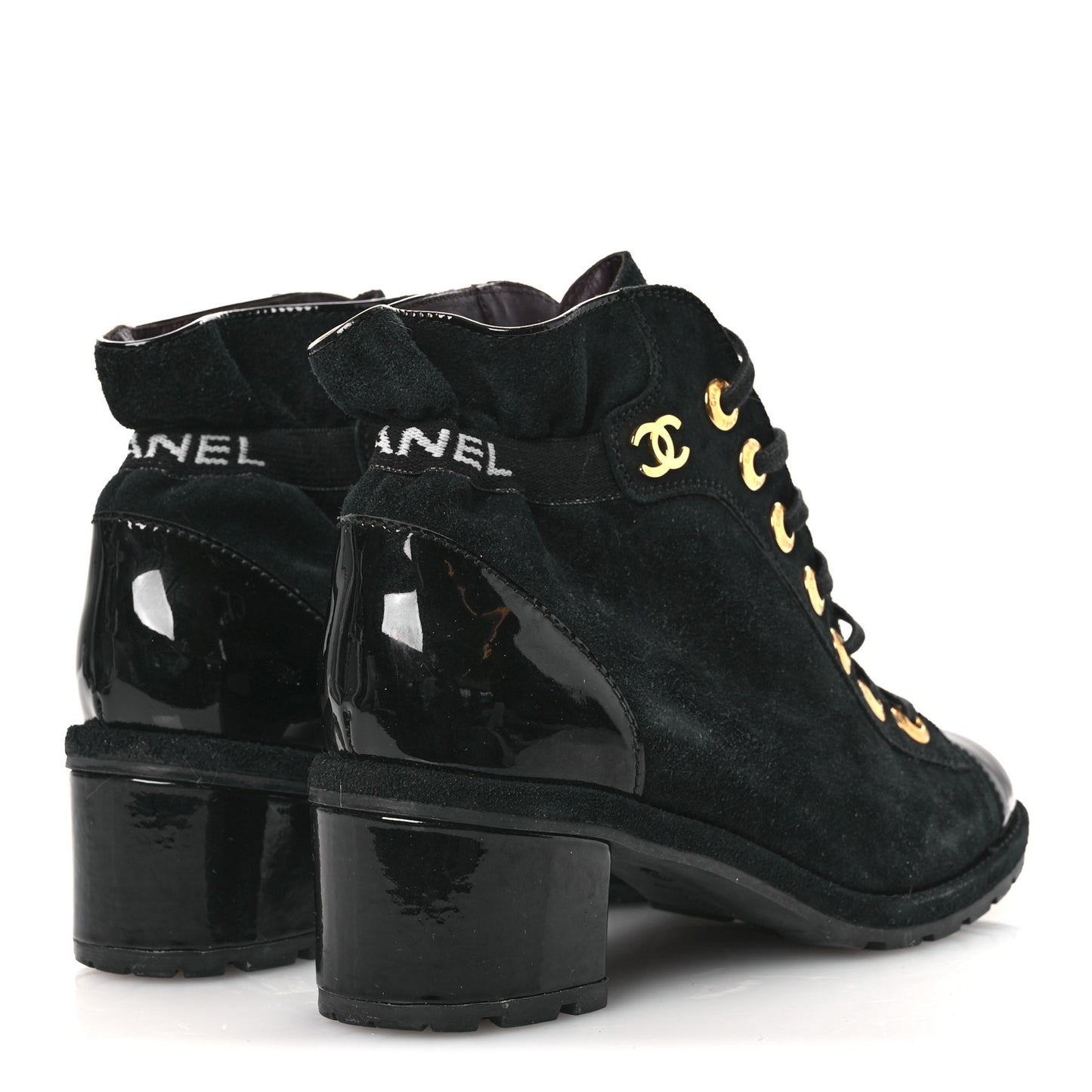 Suede Patent Cap Toe CC Ankle Boots 40.5 Black