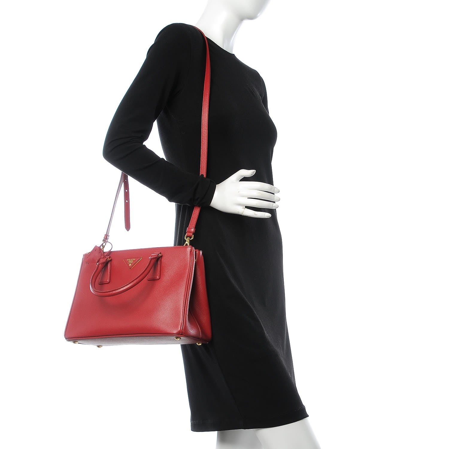 Prada Saffiano Small Galleria Double Zip Tote Fuoco 3 of 13