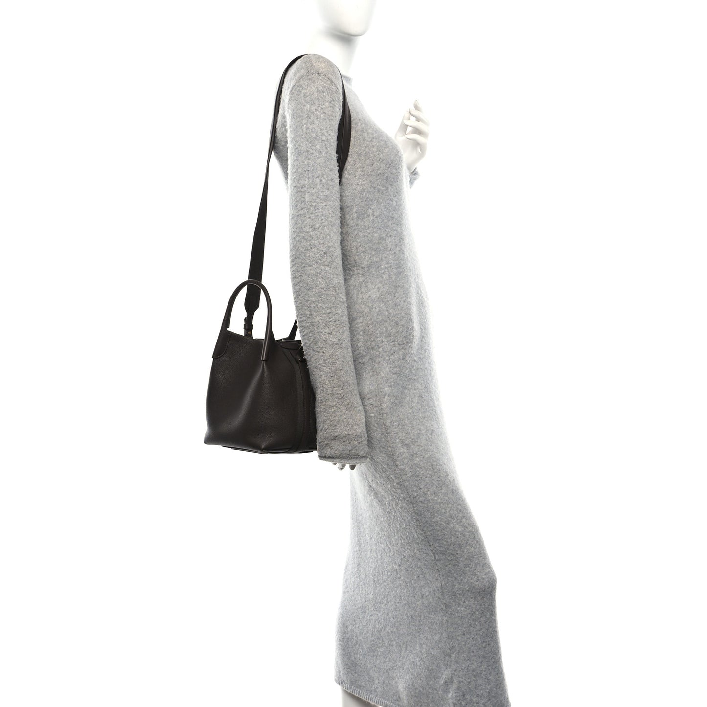 Grained Calfskin Small Bale Bag Dark Brown