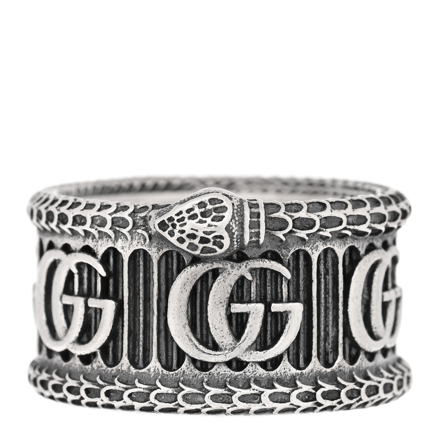 Sterling Silver GG Marmont Snake Band Ring 64 10.75
