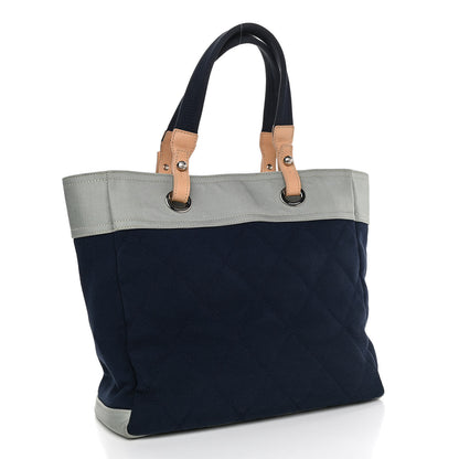 Chanel Canvas Quilted Large Paris Biarritz Tote Grey Blue 3 of 18