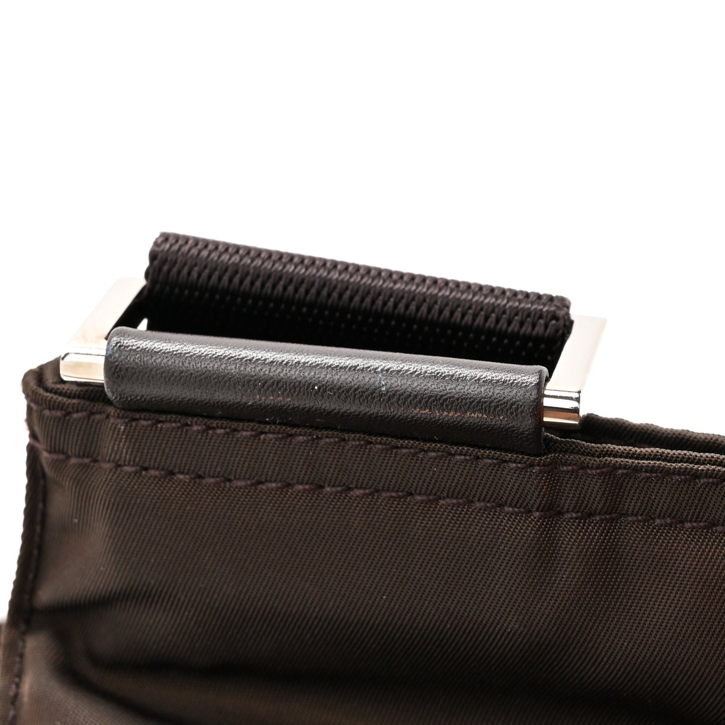 Re-Nylon Saffiano Pocket Flat Messenger Bag Cacao