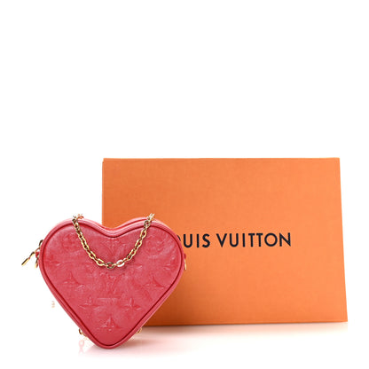 Louis Vuitton Lambskin Embossed Monogram Fall In Love Sac Coeur Heart Chain Bag Lipstick Red 10 of 10