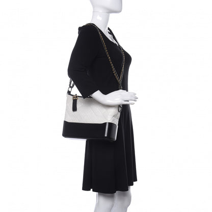 Chanel Aged Calfskin Quilted Medium Gabrielle Hobo Black White 2 of 11