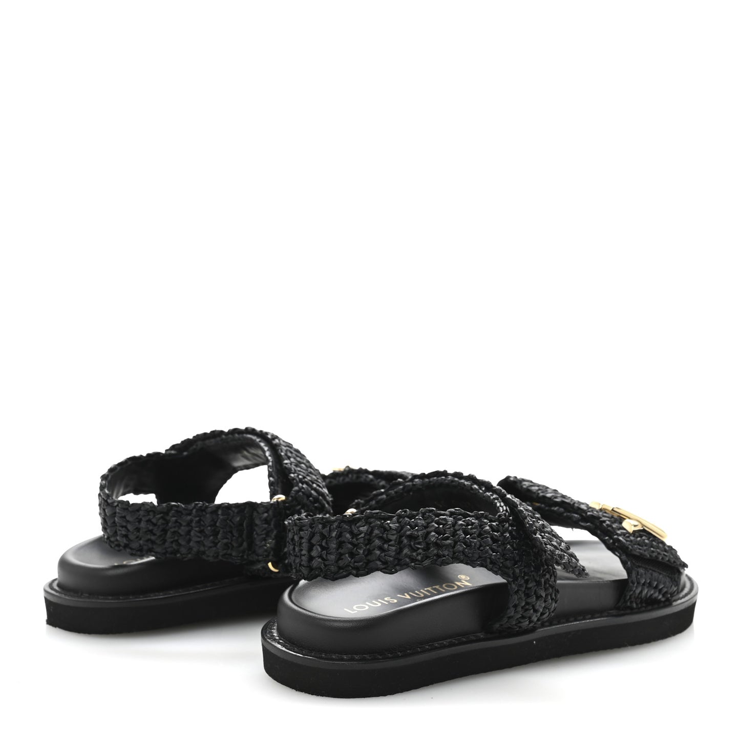 Raffia Sunset Comfort Flat Sandals 36.5 Black