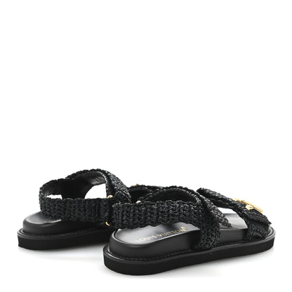Louis Vuitton Raffia Sunset Comfort Flat Sandals 36.5 Black 5 of 9