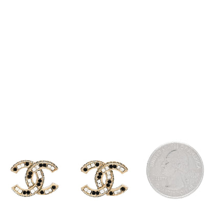Chanel Baguette Crystal CC Earrings Gold Black 2 of 5