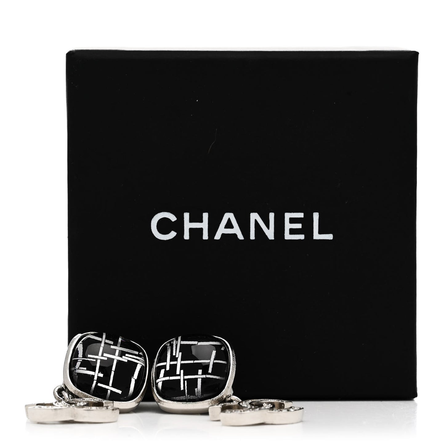 CC Drop Earrings Ruthenium Black