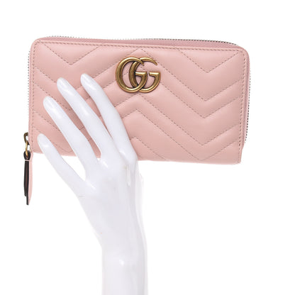 Gucci Calfskin Matelasse GG Marmont Zip Around Wallet Perfect Pink 2 of 6