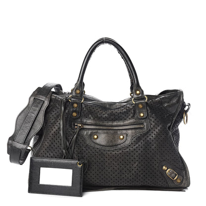 Balenciaga Agneau Laser Cut Cross Classic Gold Hardware City Black 1 of 17