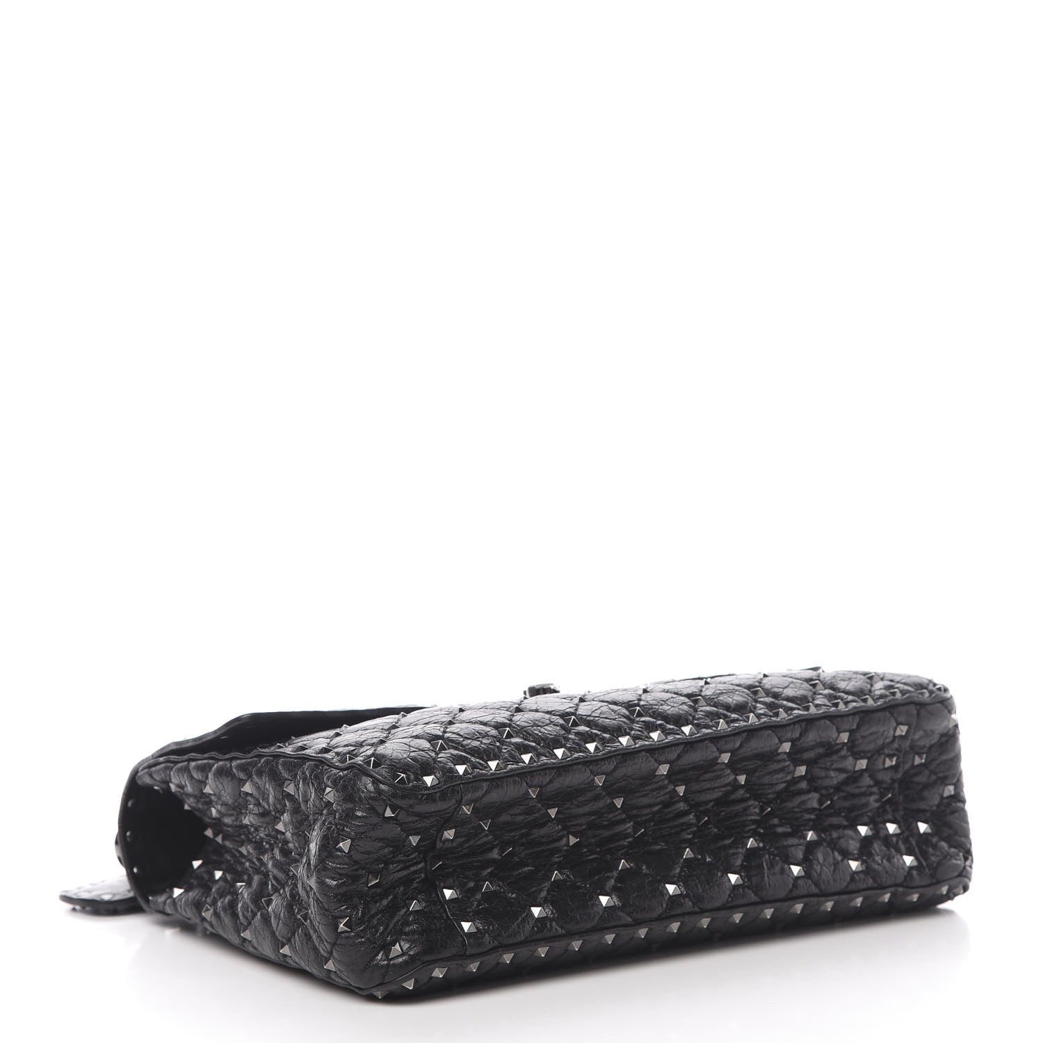 Valentino Garavani Craquele Nappa Large Rockstud Spike Shoulder Bag Black 4 of 11