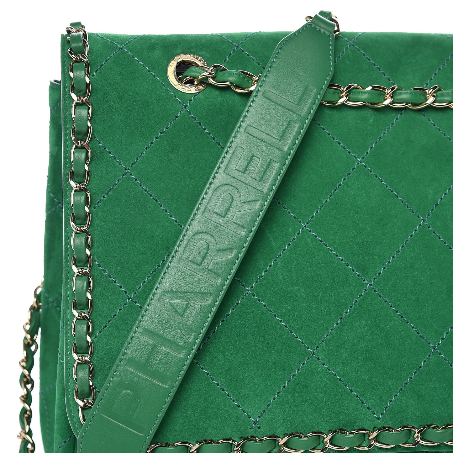 x Pharrell Williams Suede Lambskin XXL Flap Bag Green