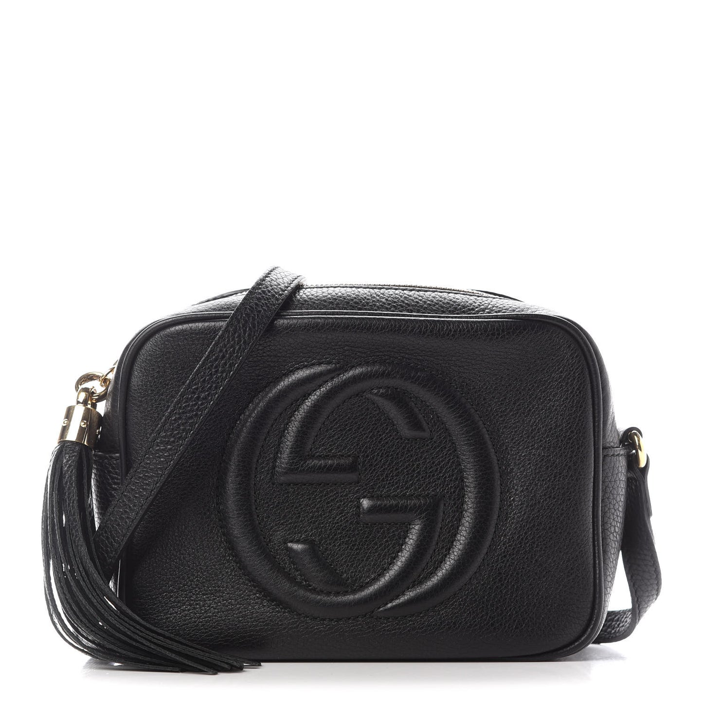 Pebbled Calfskin Small Soho Disco Bag Black