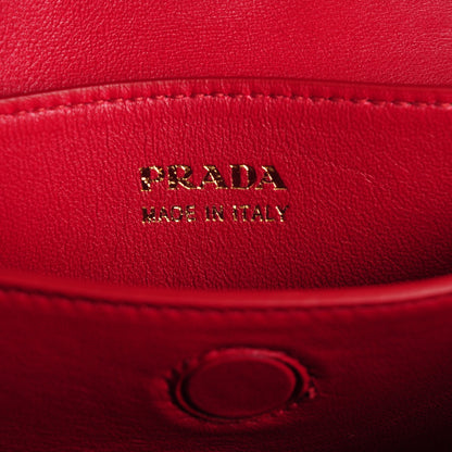 Prada Saffiano Cuir Small Double Bag Nero Black Ciliegia 6 of 9