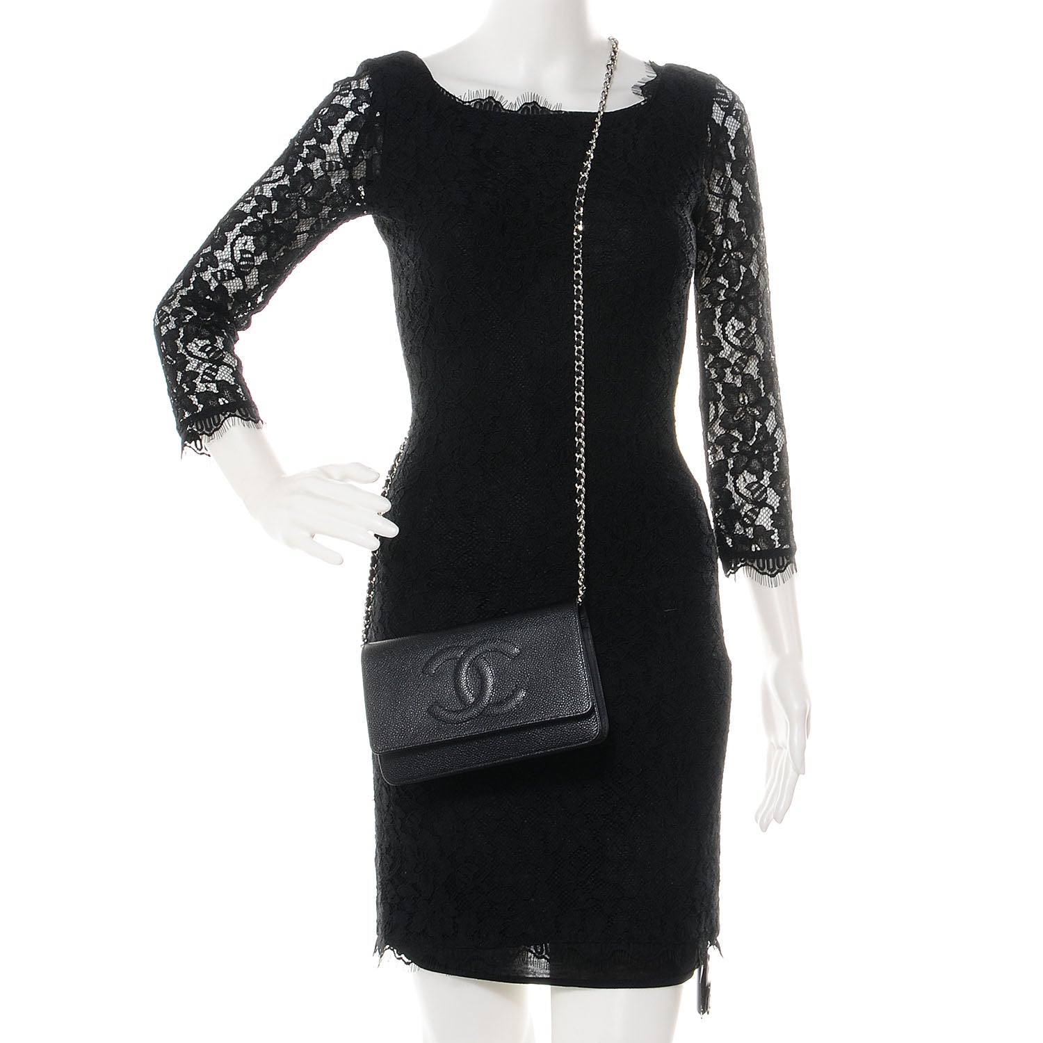 Chanel Caviar Wallet on Chain WOC Black 2 of 10