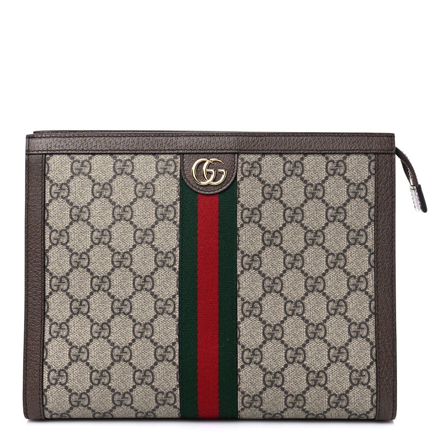 GG Supreme Monogram Web Ophidia Pouch Brown