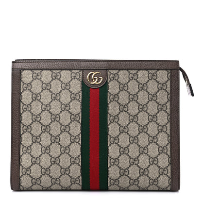Gucci GG Supreme Monogram Web Ophidia Pouch Brown 1 of 11