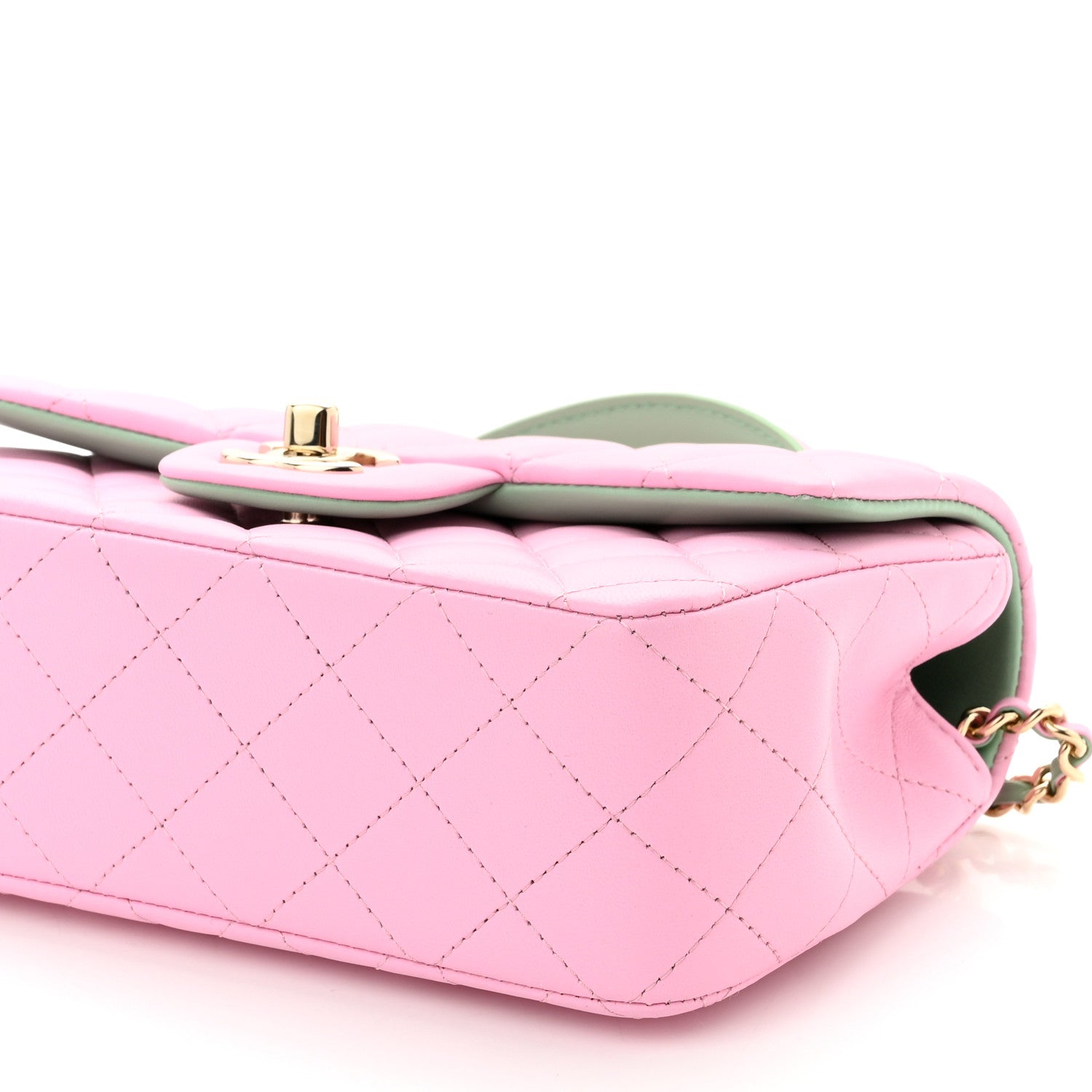 Chanel Lambskin Quilted Mini Top Handle Rectangular Flap Lilac Light Green 10 of 11