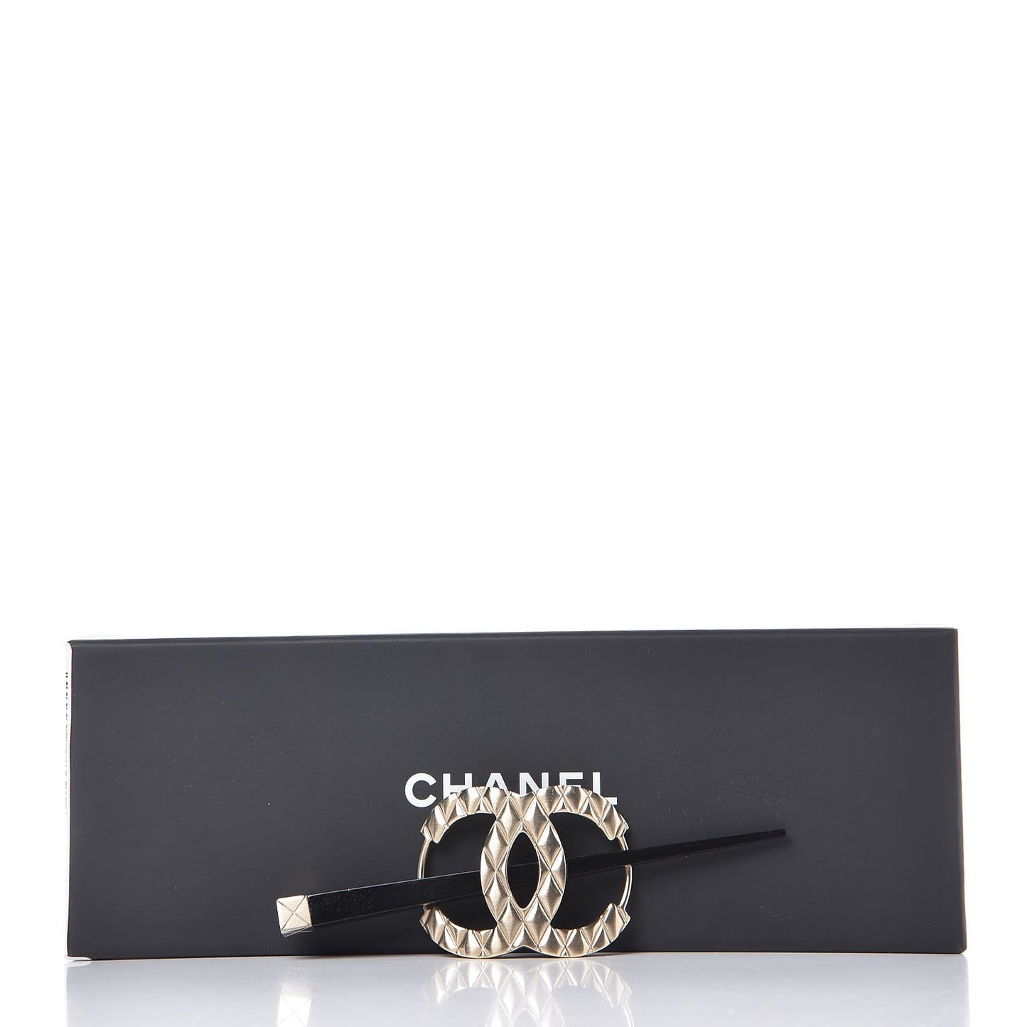 Quilted CC Hair Pin Gold