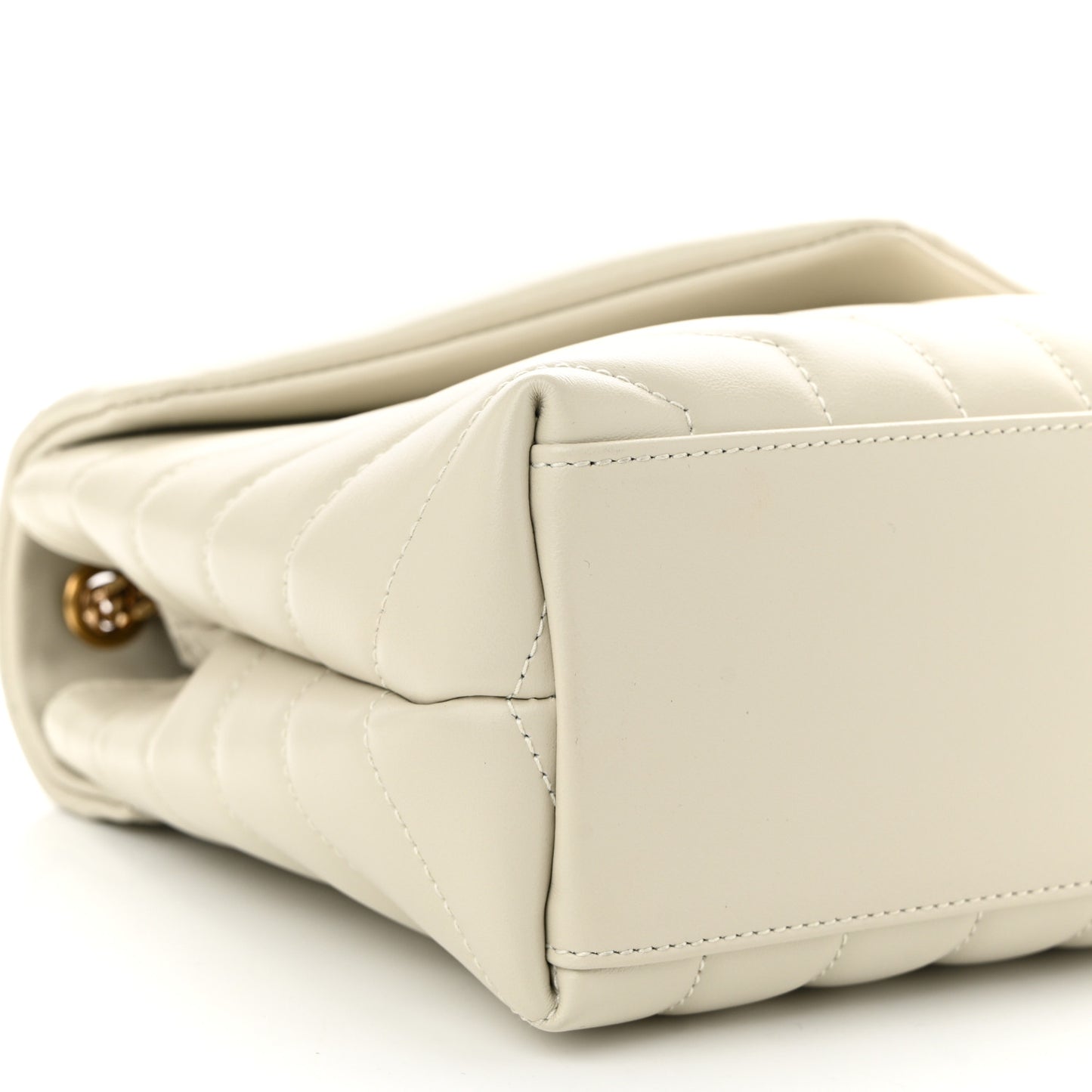 Calfskin Y Quilted Monogram Small Loulou Chain Satchel Crema Soft