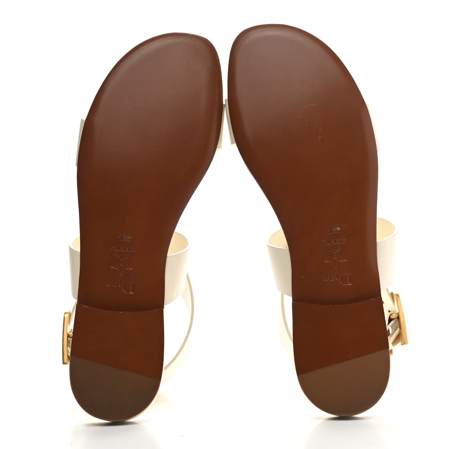 Calfskin D-Dior Sandals 38.5 White