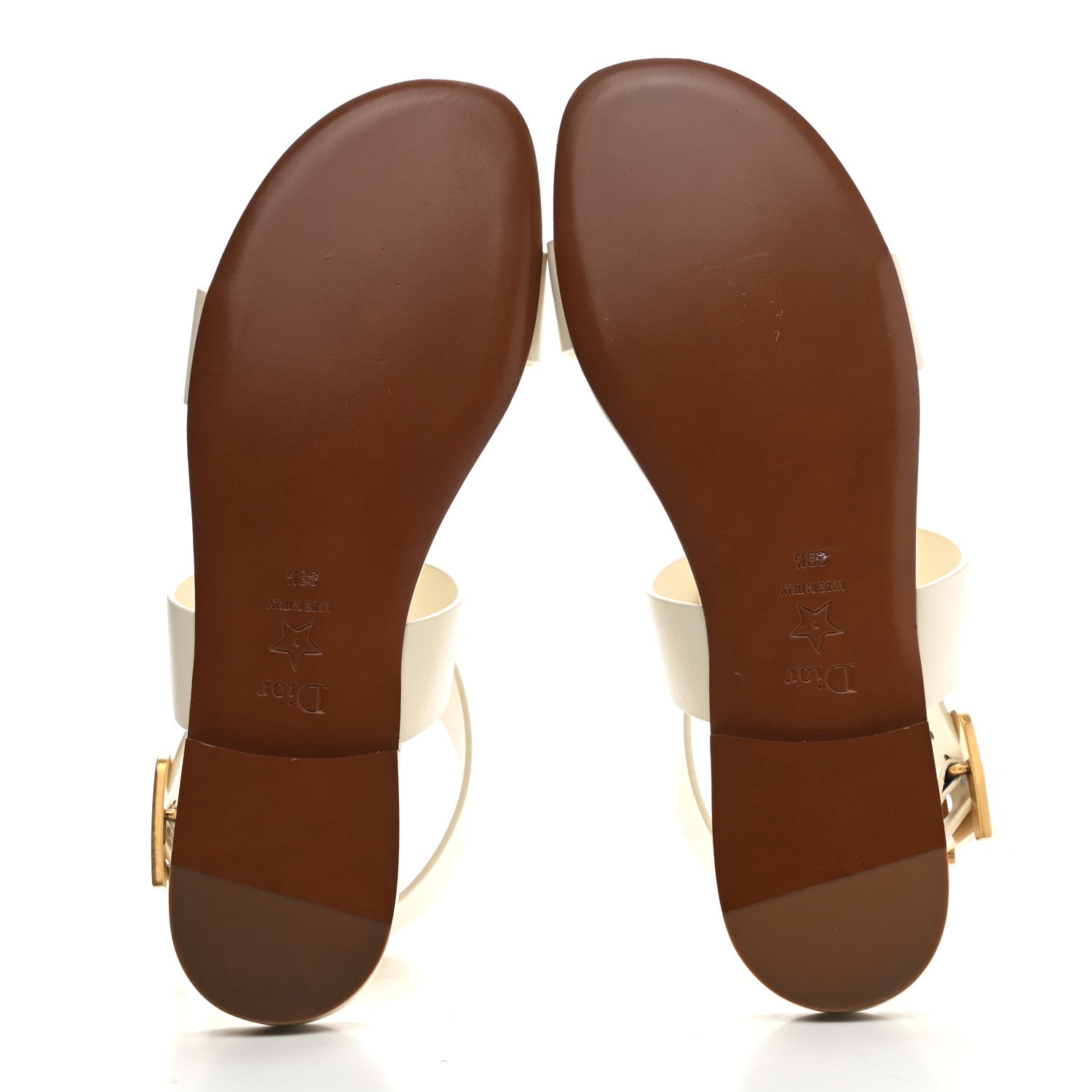 Christian Dior Calfskin D-Dior Sandals 38.5 White 6 of 9