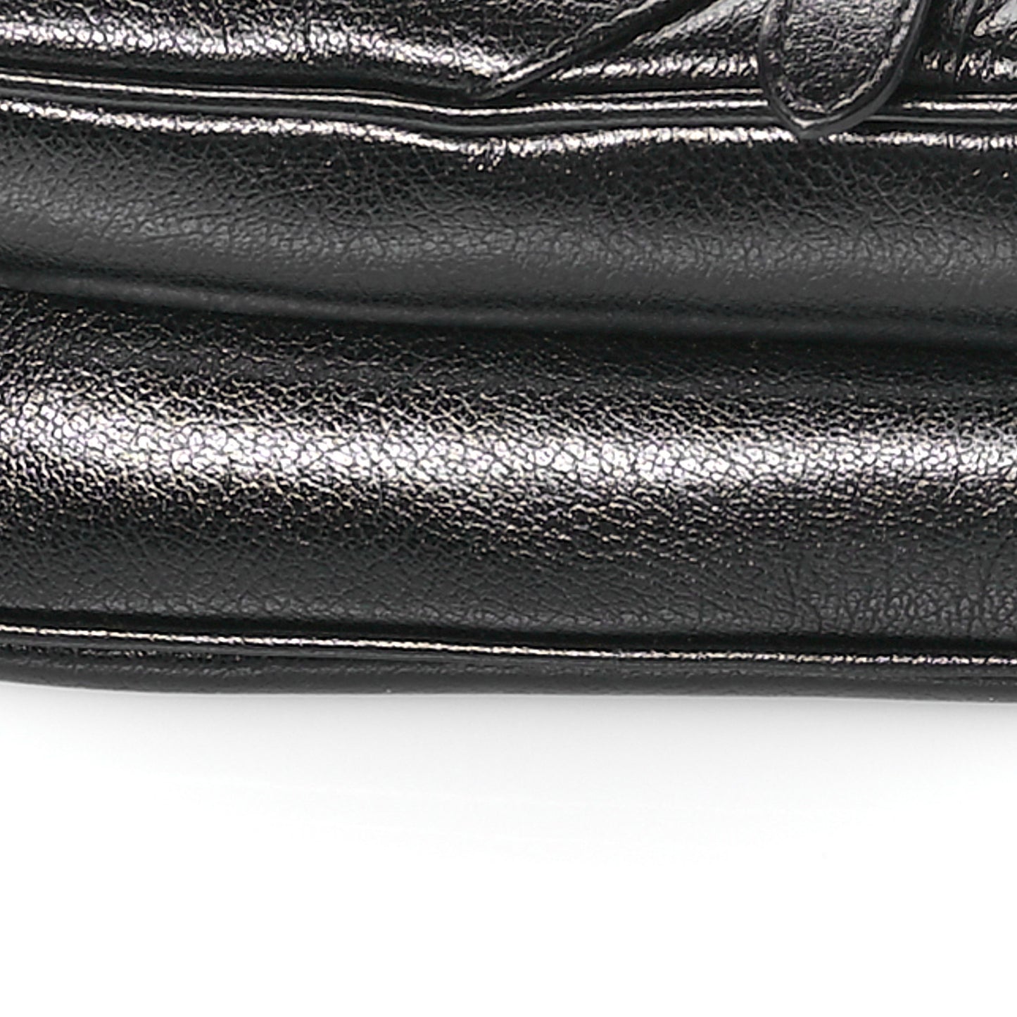 Shiny Goatskin Saddle Bag Black