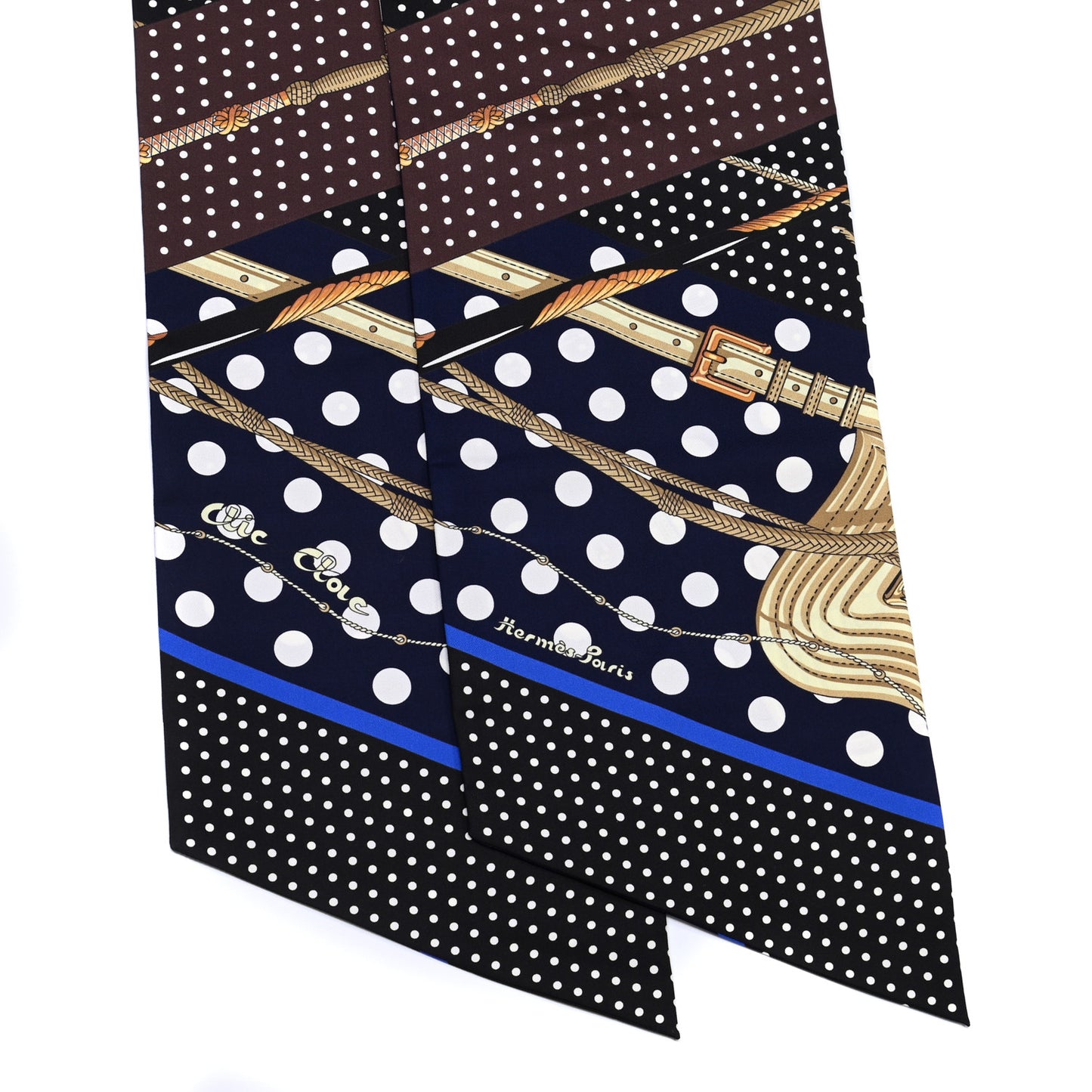 Silk Clic Clac a Pois Maxi Twilly Black Bleu Ebene