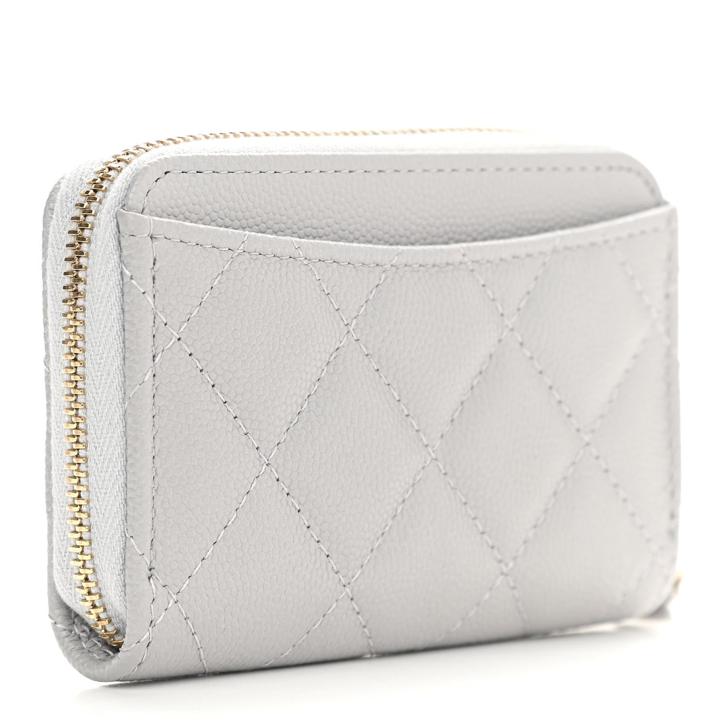 Caviar Quilted Zip Coin Purse Grey