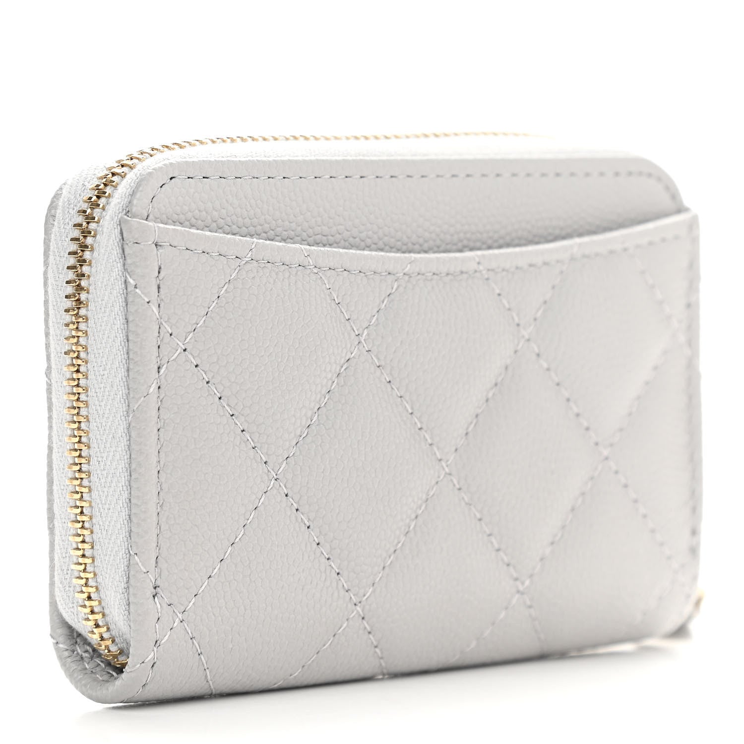 Chanel Caviar Quilted Zip Coin Purse Grey 3 of 8