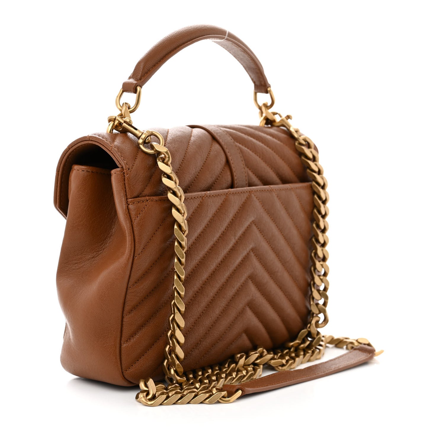 Sheepskin Matelasse Chevron Monogram Medium College Bag Brick