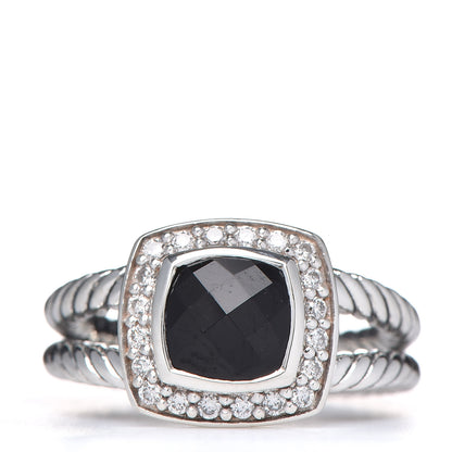 David Yurman Sterling Silver Diamond Black Onyx 7mm Petite Albion Ring 50 5.5 1 of 4