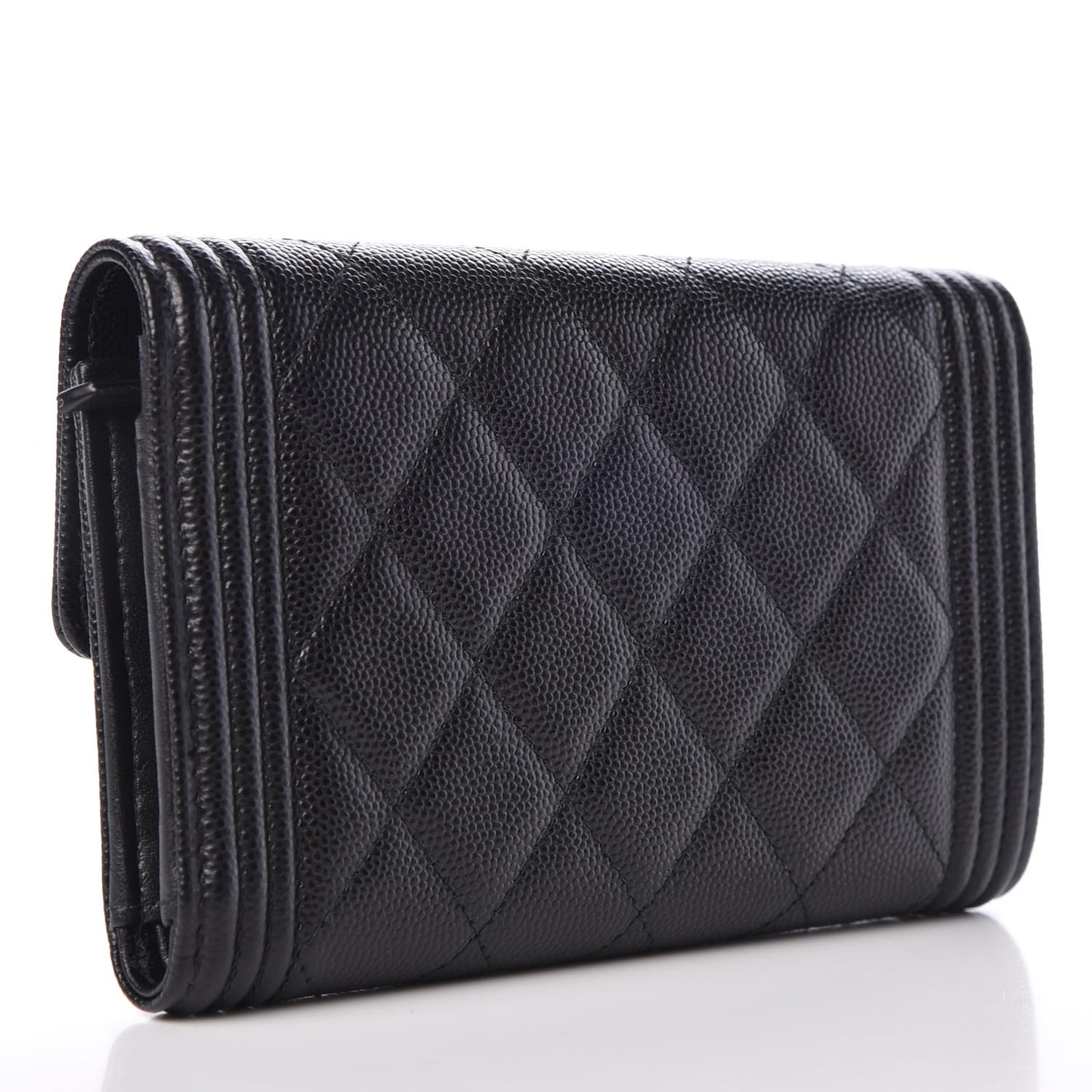 Caviar Quilted Medium Boy Flap Wallet Black