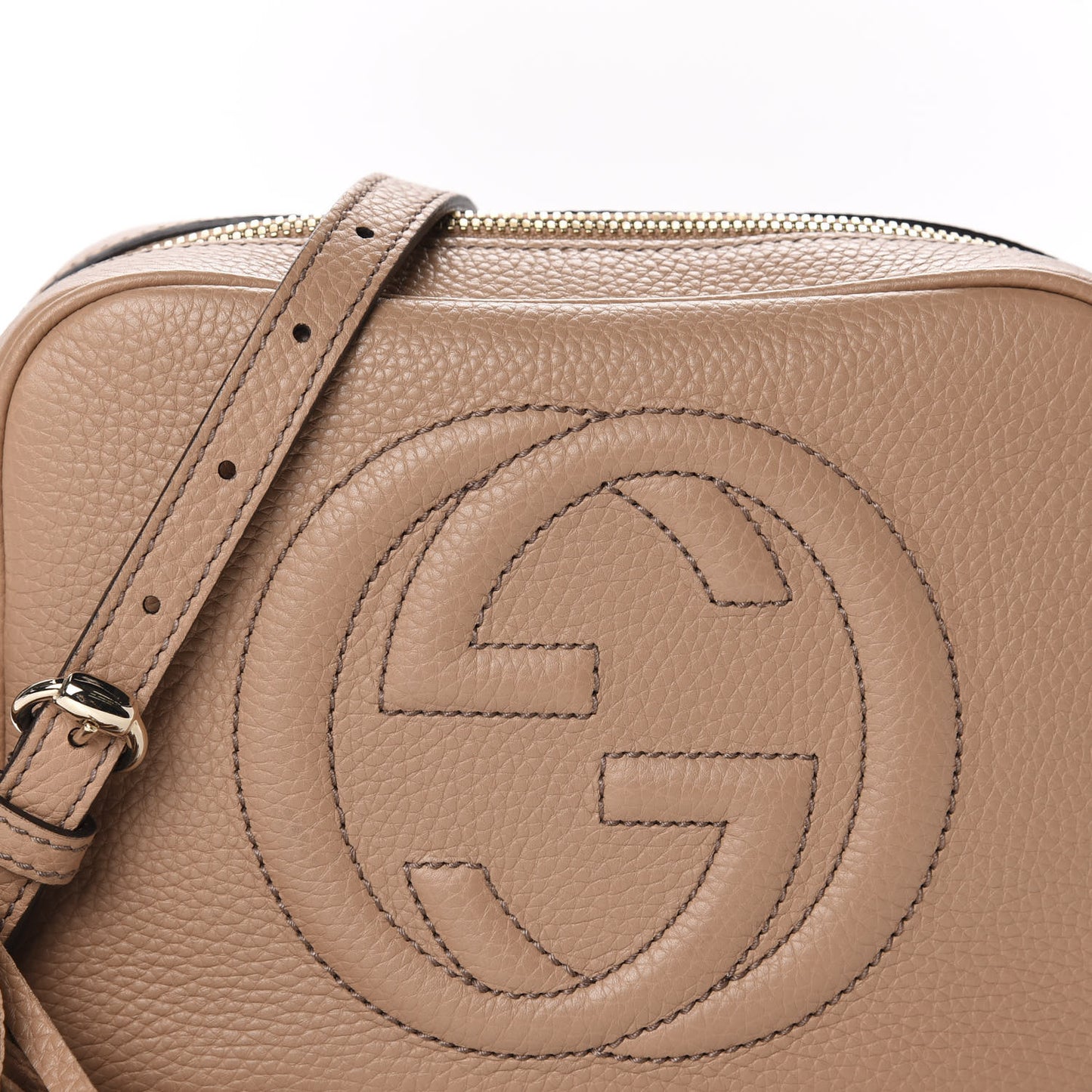 Pebbled Calfskin Small Soho Disco Bag Rose Beige