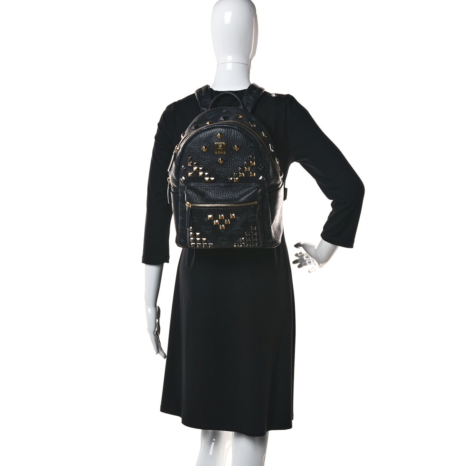 MCM Visetos Studded Small Stark M Backpack Black 2 of 10