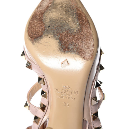 Valentino Garavani Patent Rockstud Ankle Strap Pumps 35 Poudre 9 of 17