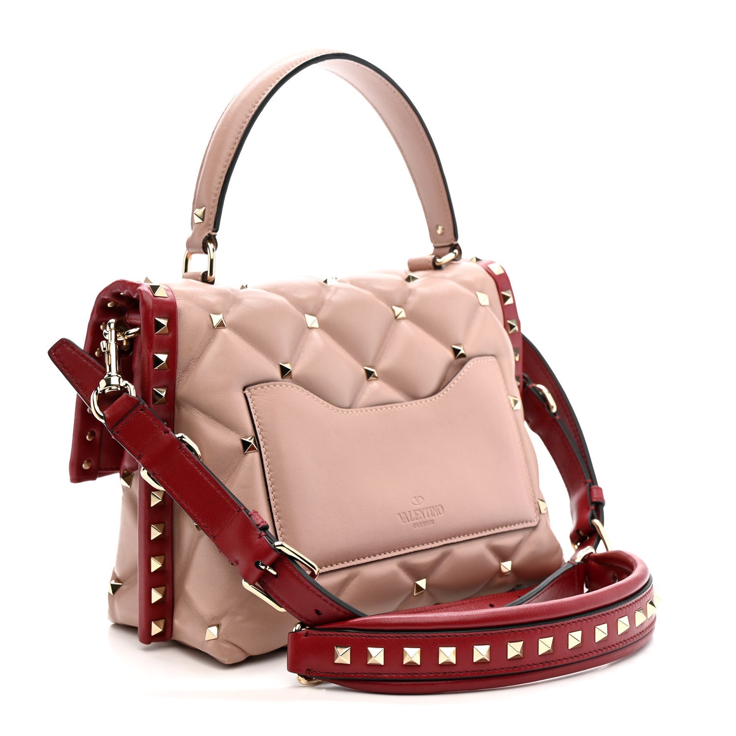 Nappa Medium Candystud Top Handle Bag Poudre Rubino