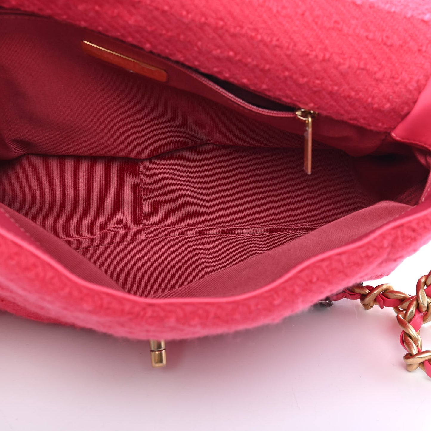 Tweed Quilted Large Chanel 19 Flap Pink