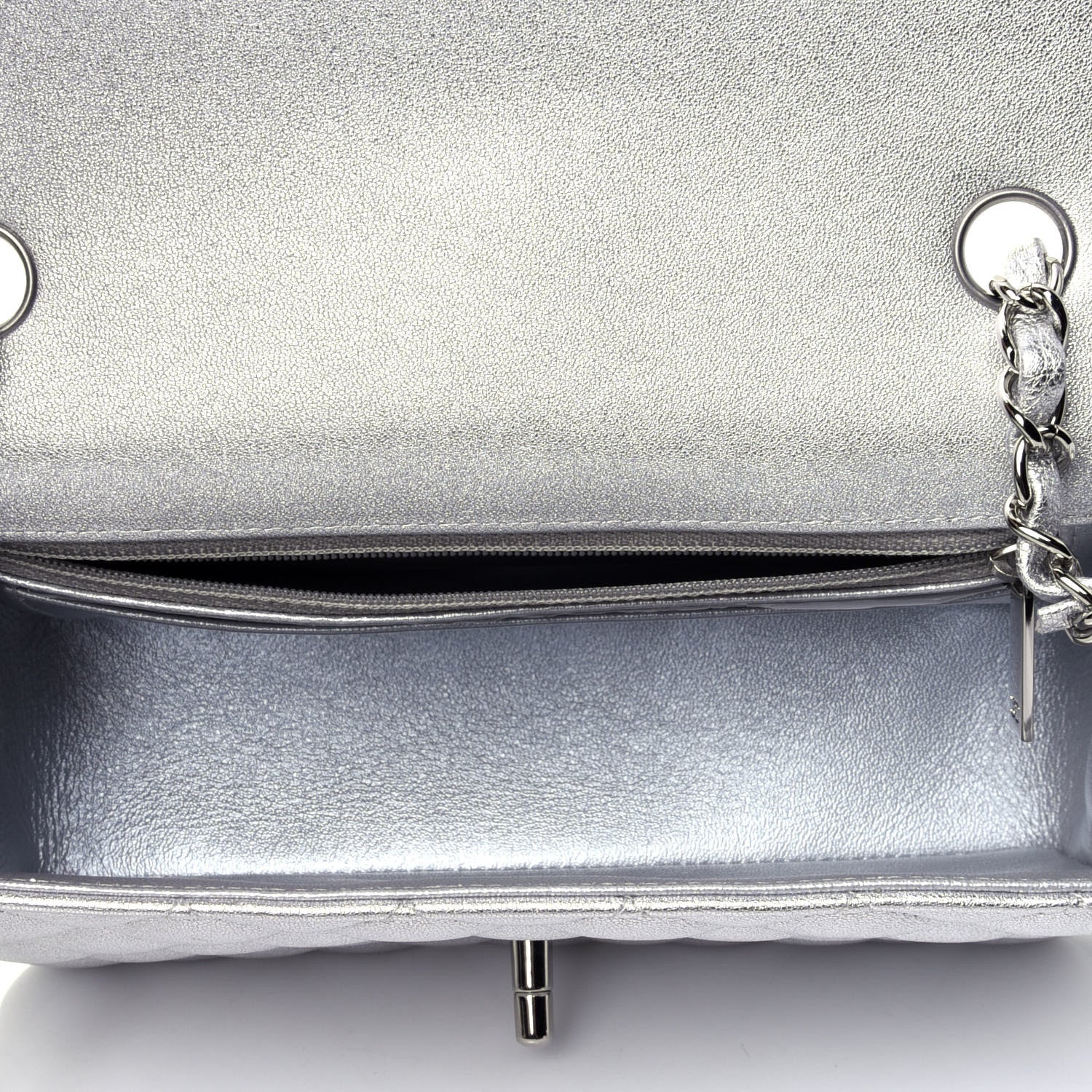 Chanel Metallic Lambskin Quilted Mini Rectangular Flap Silver 4 of 5