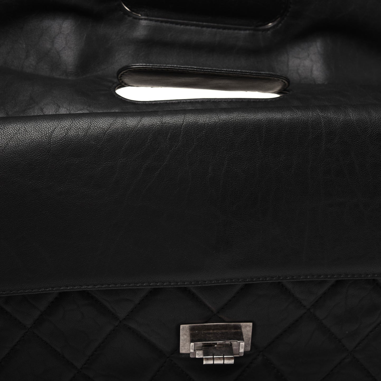 Washed Lambskin Maxi Take Away Flap Bag Black