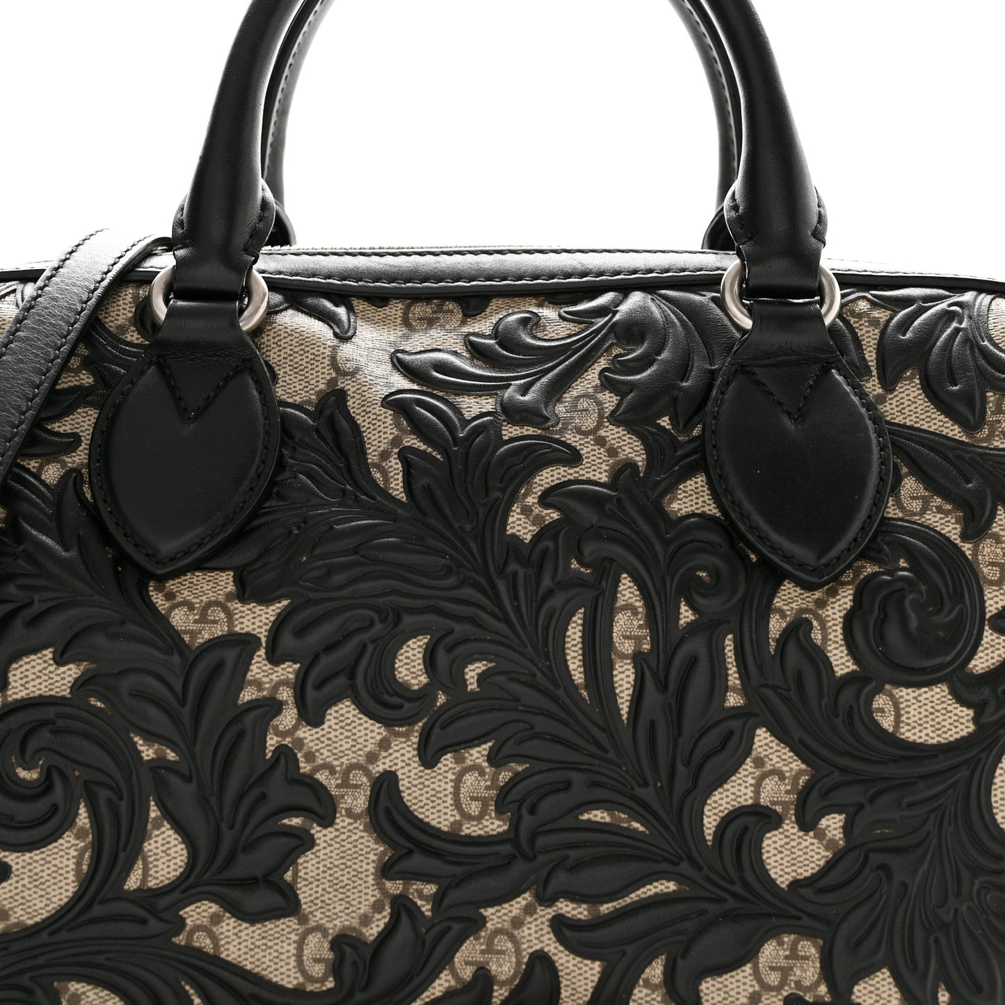 GG Supreme Monogram Arabesque Small Boston Black