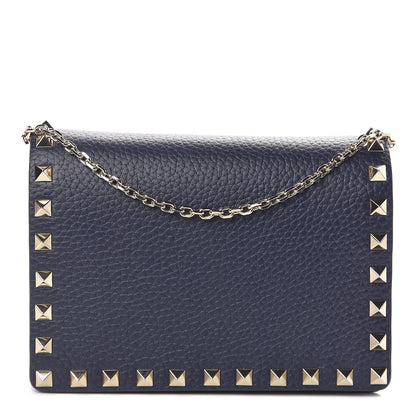 Valentino Garavani Grained Calfskin Rockstud Wallet on Chain Pure Blue 1 of 9