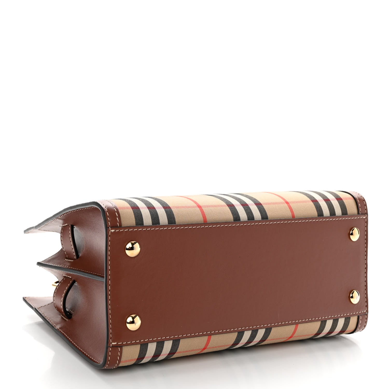 Burberry Calfskin Vintage Check Mini Two Handle Title Bag Archive Beige 4 of 9