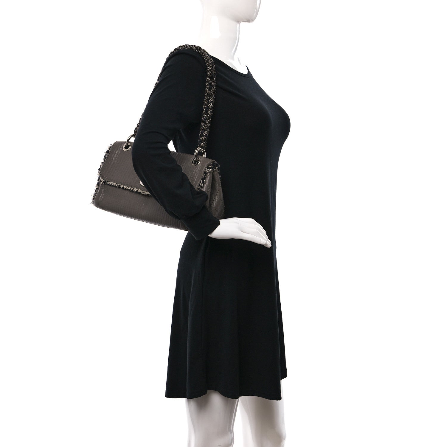 Chanel Tweed Calfskin Tweedy Single Flap Grey 2 of 10