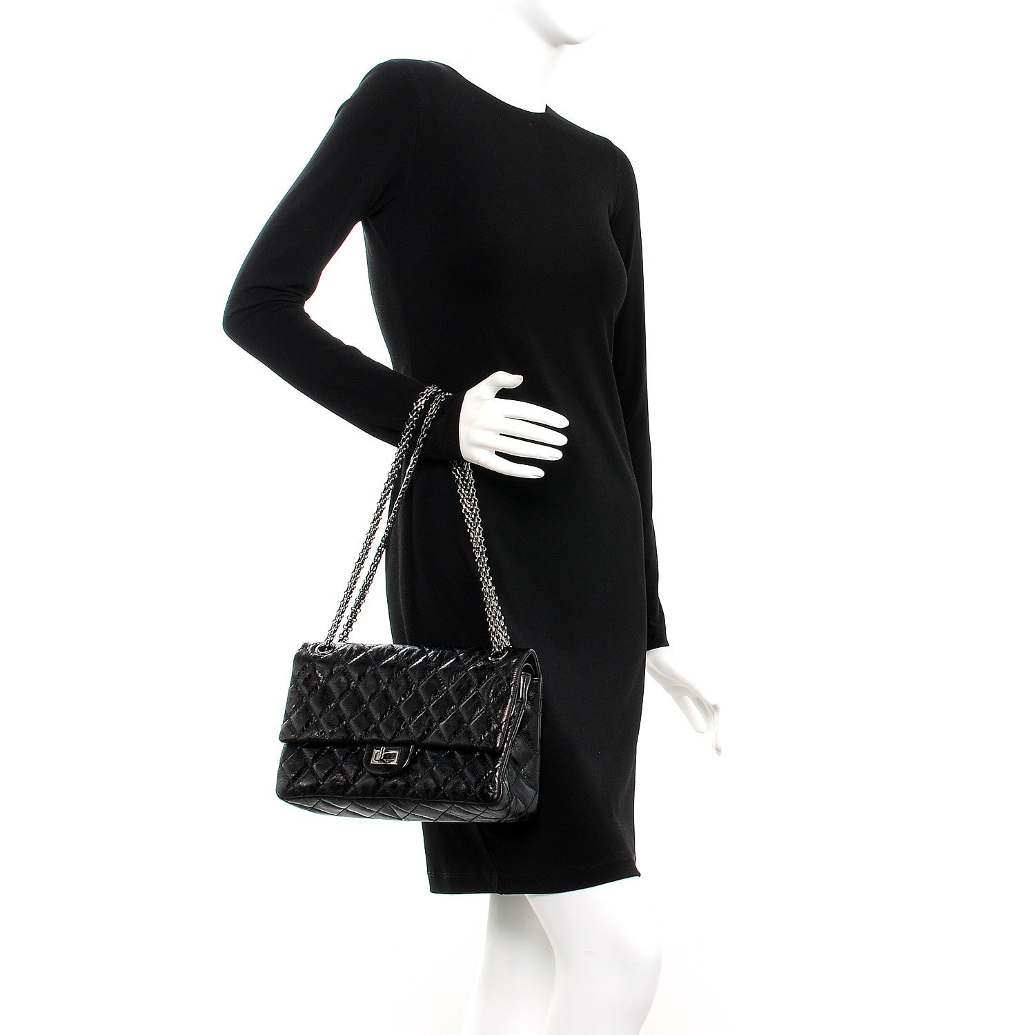 Chanel Metallic Aged Calfskin Quilted 2.55 Reissue 226 Flap Black 3 of 9