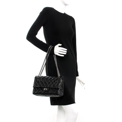 Chanel Metallic Aged Calfskin Quilted 2.55 Reissue 226 Flap Black 3 of 9