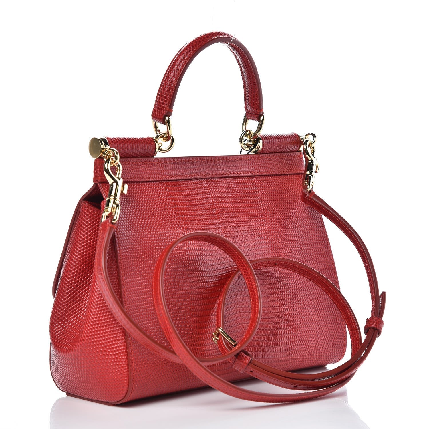 Dolce & Gabbana Stampa Iguana Crystal Small Miss Sicily Satchel Rosso 3 of 7